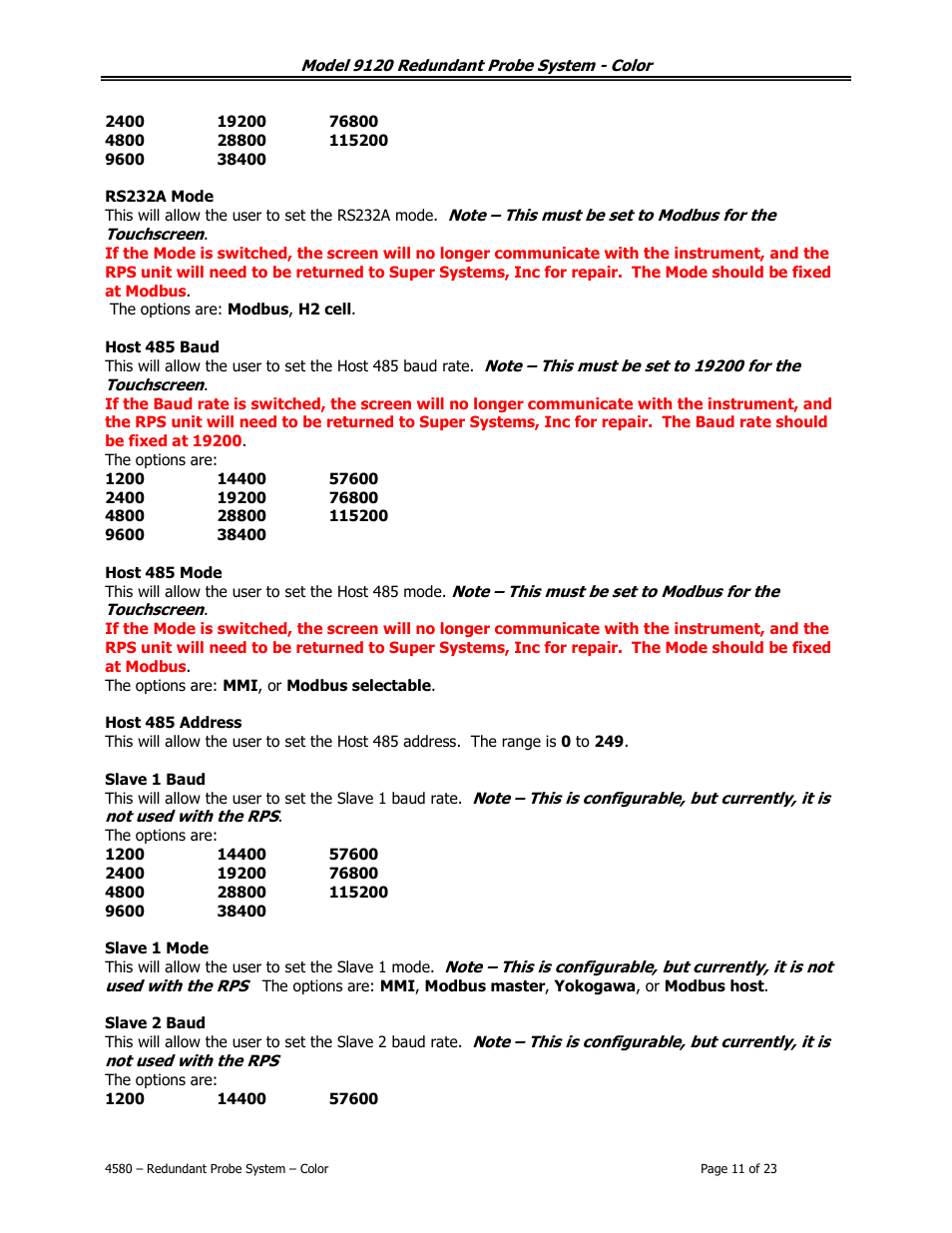 Super Systems 9120 RPSC User Manual | Page 11 / 23
