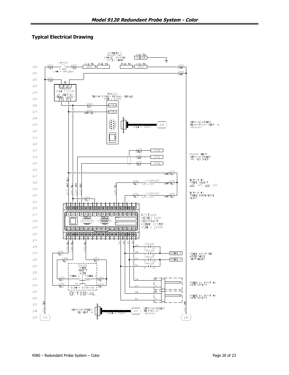 Model 9120 redundant probe system - color, Typical electrical drawing | Super Systems 9120 RPSC User Manual | Page 20 / 23