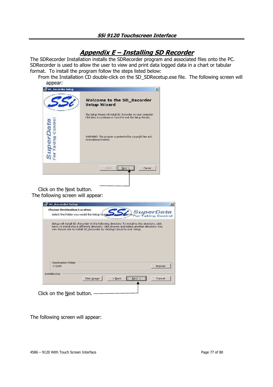 Appendix e – installing sd recorder | Super Systems 9120 with TS User Manual | Page 77 / 80