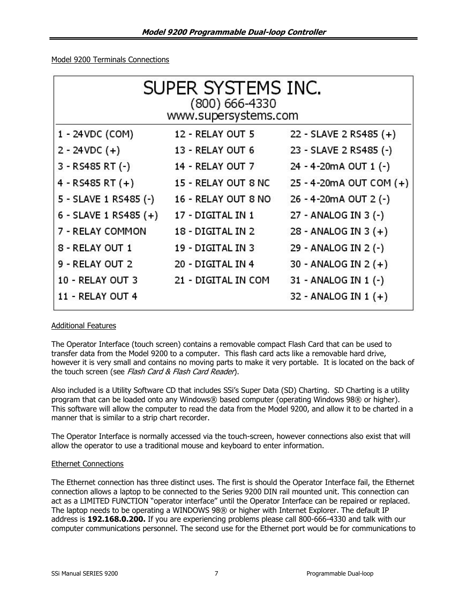 Super Systems 9200 User Manual | Page 7 / 61