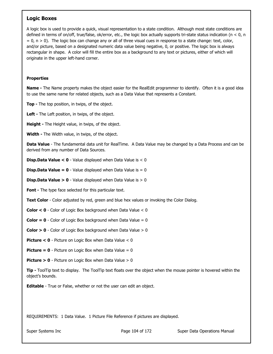 Super Systems SuperDATA User Manual | Page 104 / 172