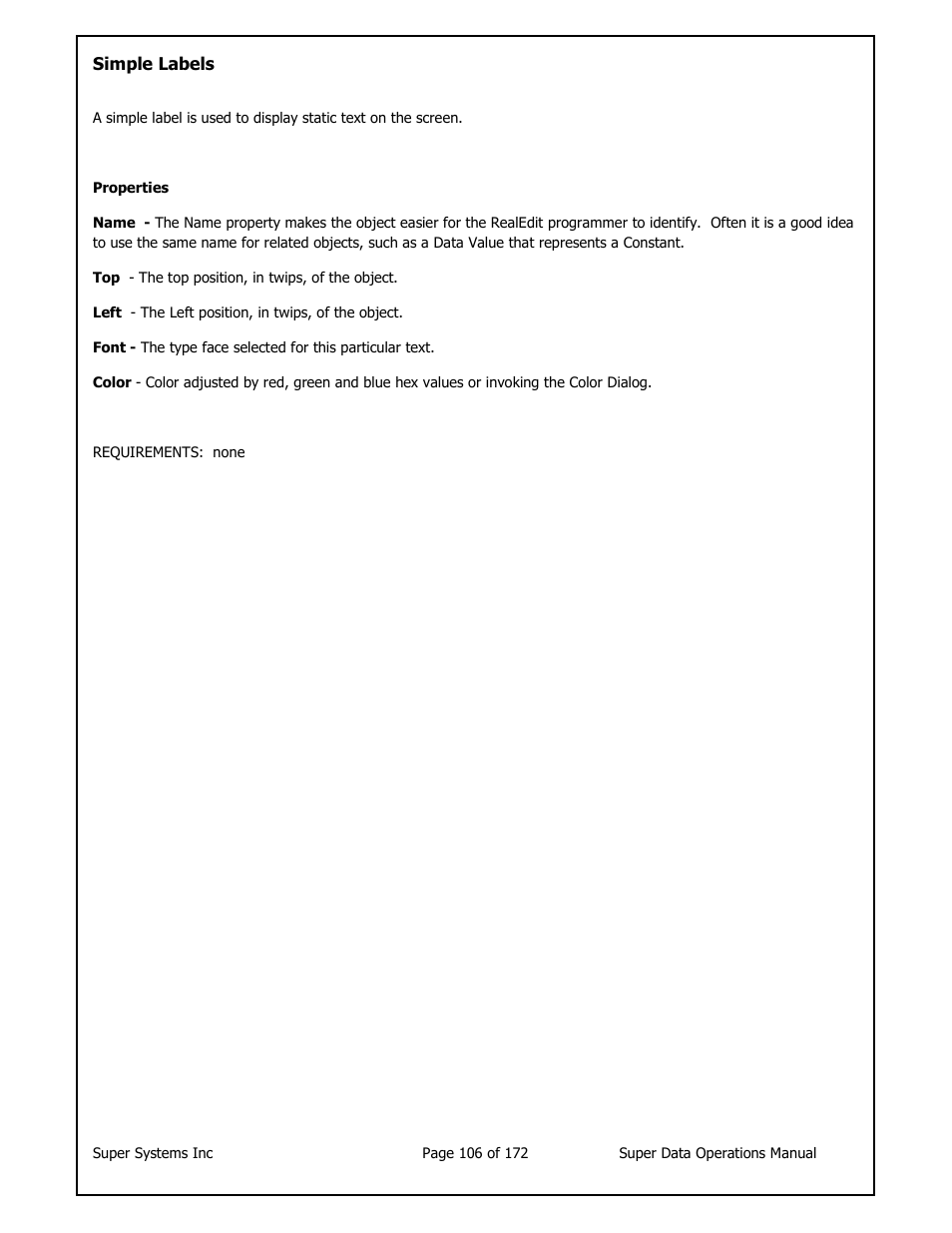 Super Systems SuperDATA User Manual | Page 106 / 172