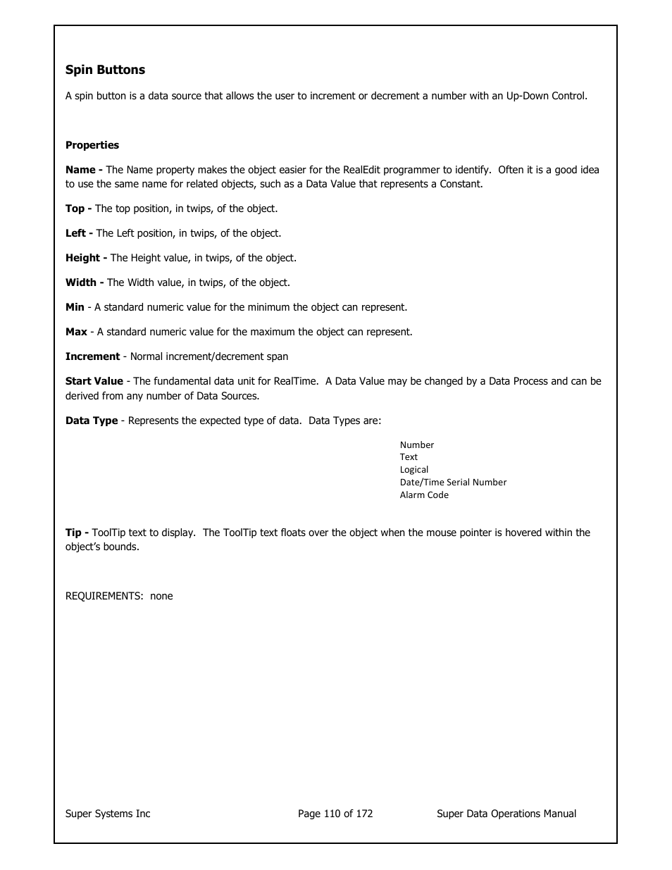 Super Systems SuperDATA User Manual | Page 110 / 172