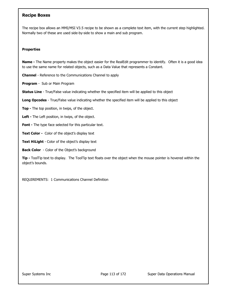 Super Systems SuperDATA User Manual | Page 113 / 172