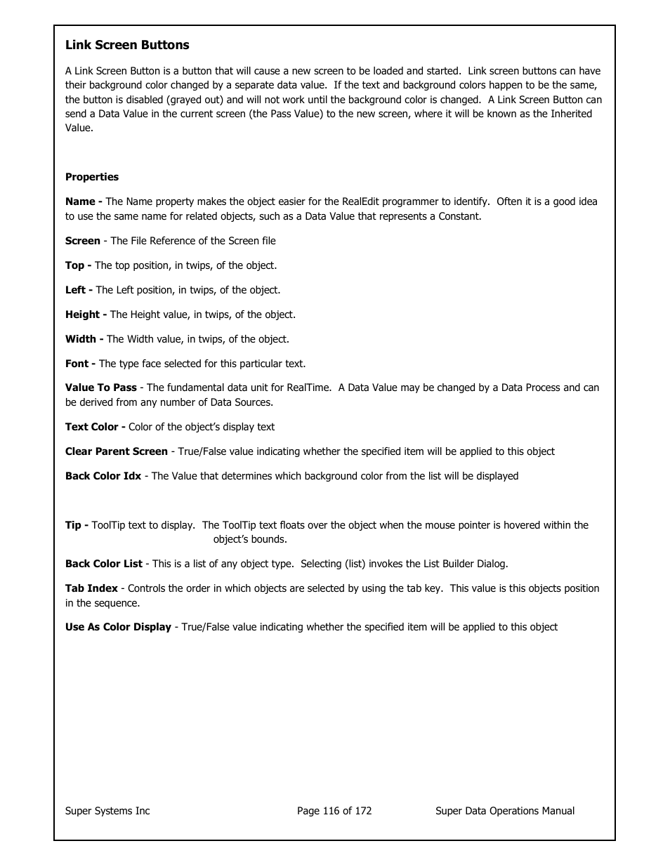 Super Systems SuperDATA User Manual | Page 116 / 172