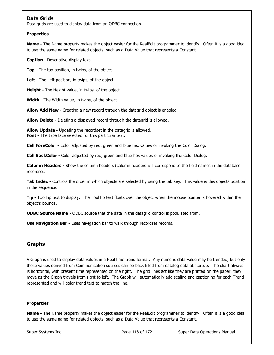 Super Systems SuperDATA User Manual | Page 118 / 172