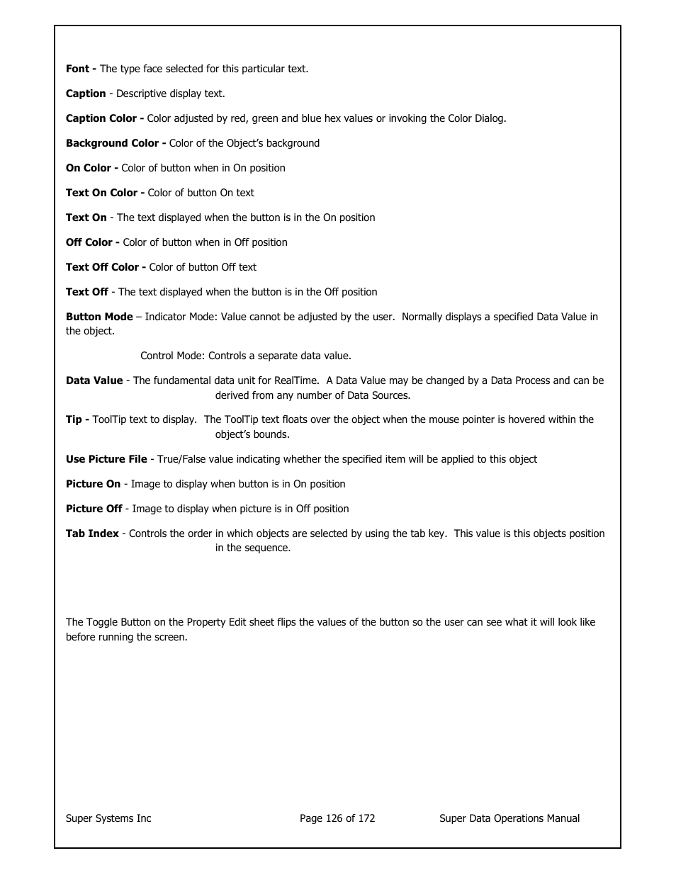 Super Systems SuperDATA User Manual | Page 126 / 172