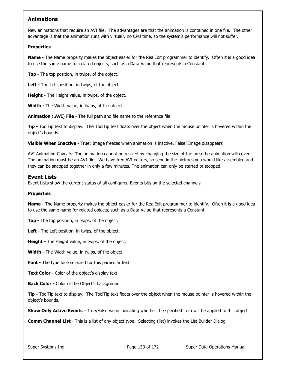 Super Systems SuperDATA User Manual | Page 130 / 172