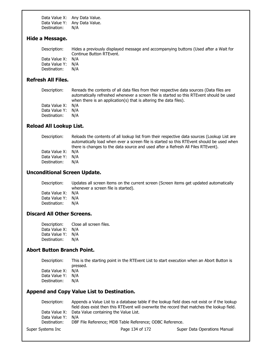 Super Systems SuperDATA User Manual | Page 134 / 172