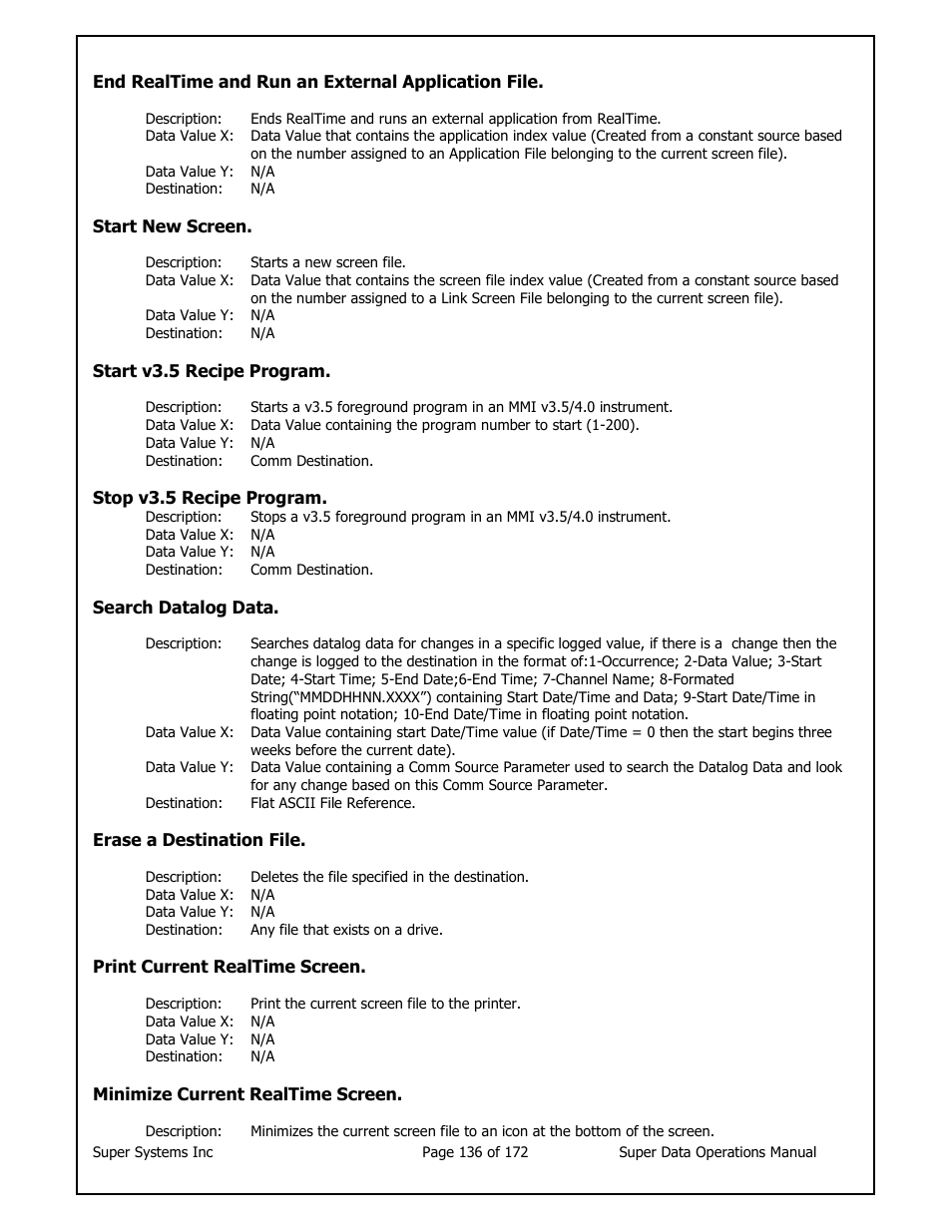 Super Systems SuperDATA User Manual | Page 136 / 172
