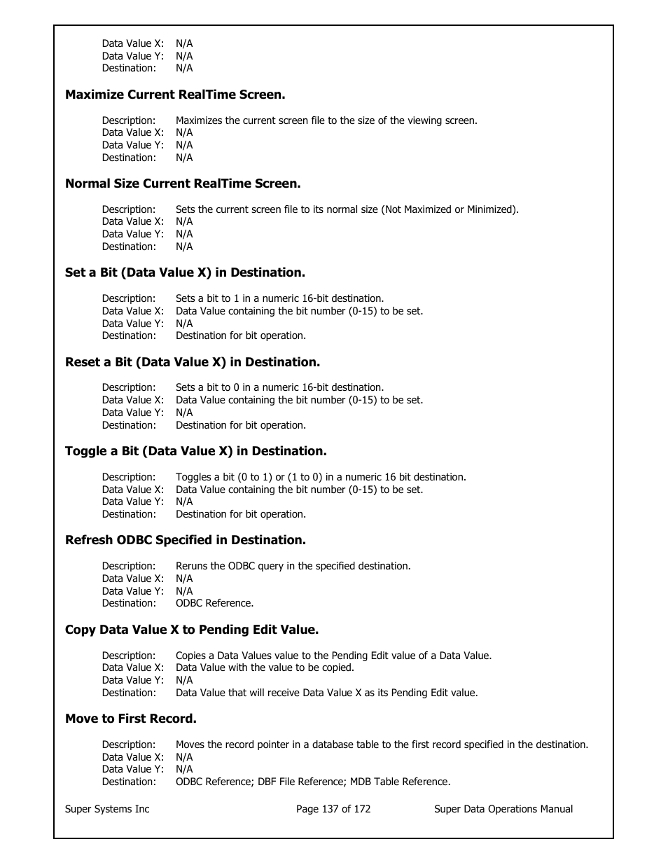 Super Systems SuperDATA User Manual | Page 137 / 172