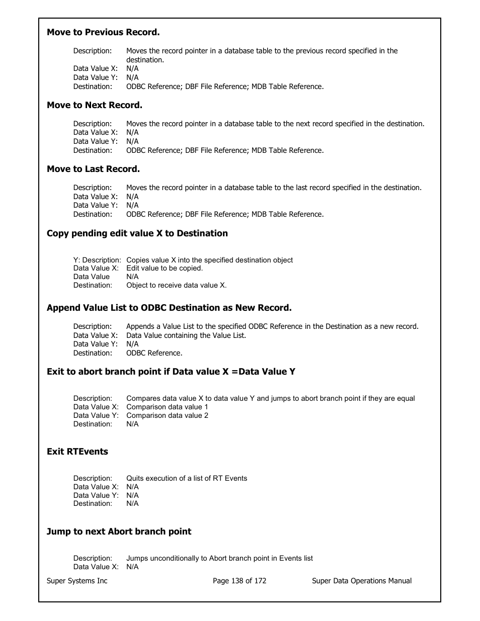 Super Systems SuperDATA User Manual | Page 138 / 172