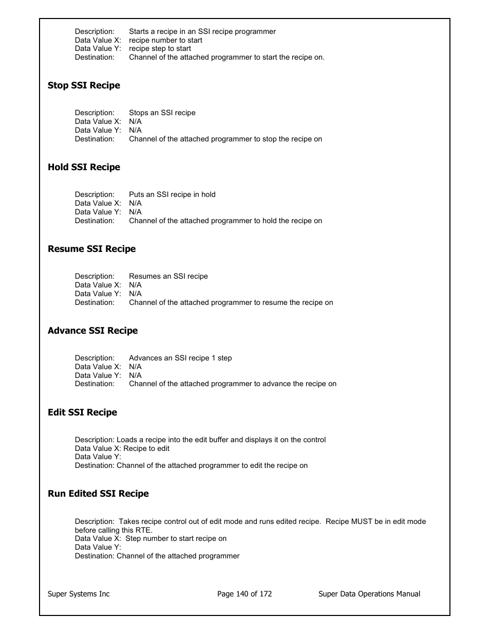 Super Systems SuperDATA User Manual | Page 140 / 172