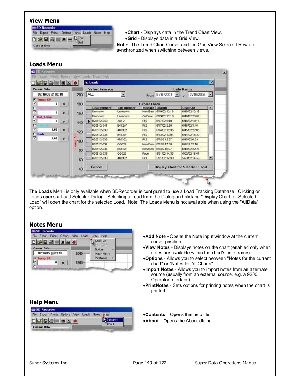 Super Systems SuperDATA User Manual | Page 149 / 172