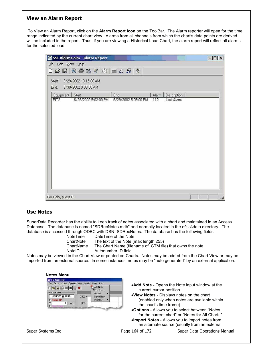 Super Systems SuperDATA User Manual | Page 164 / 172