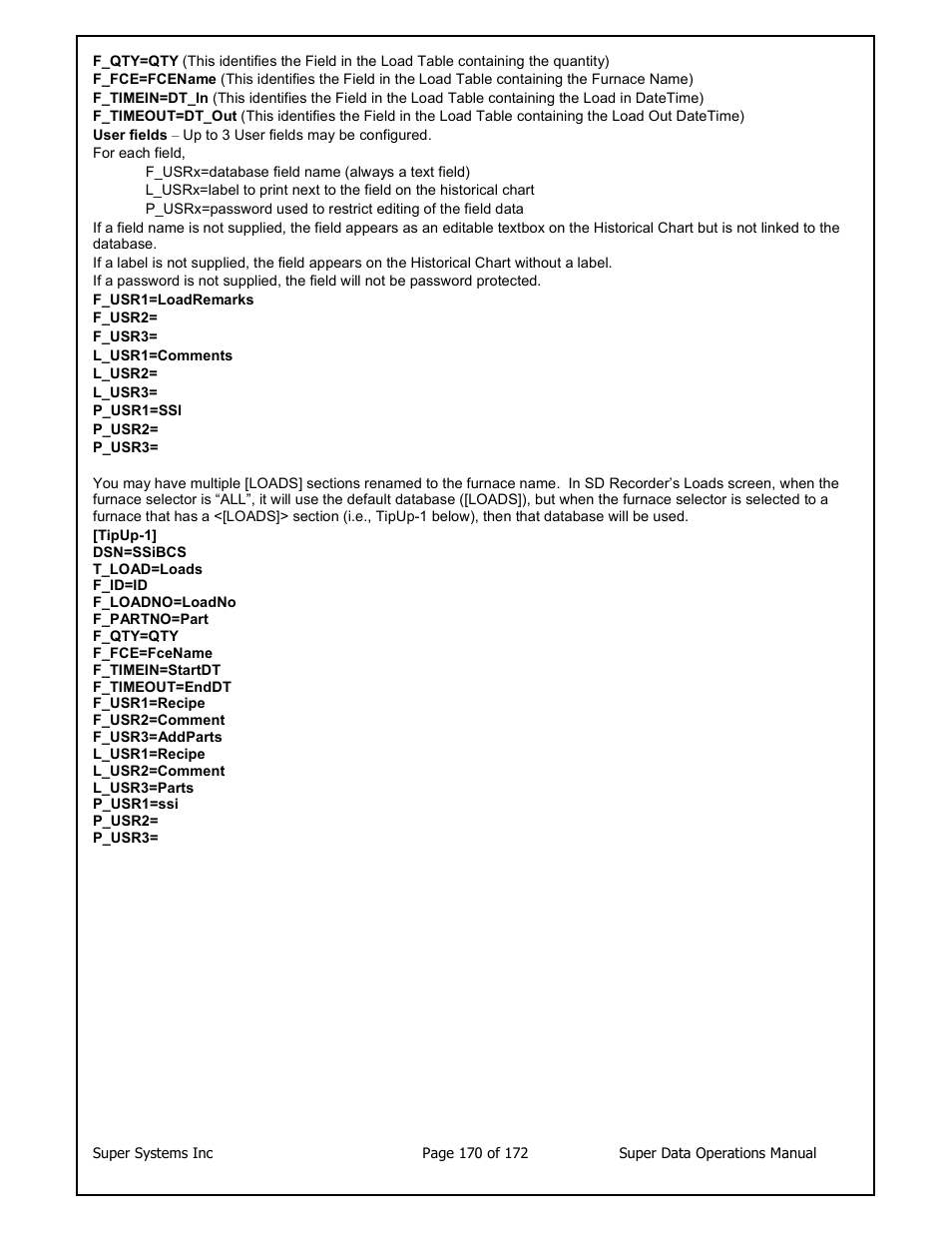 Super Systems SuperDATA User Manual | Page 170 / 172