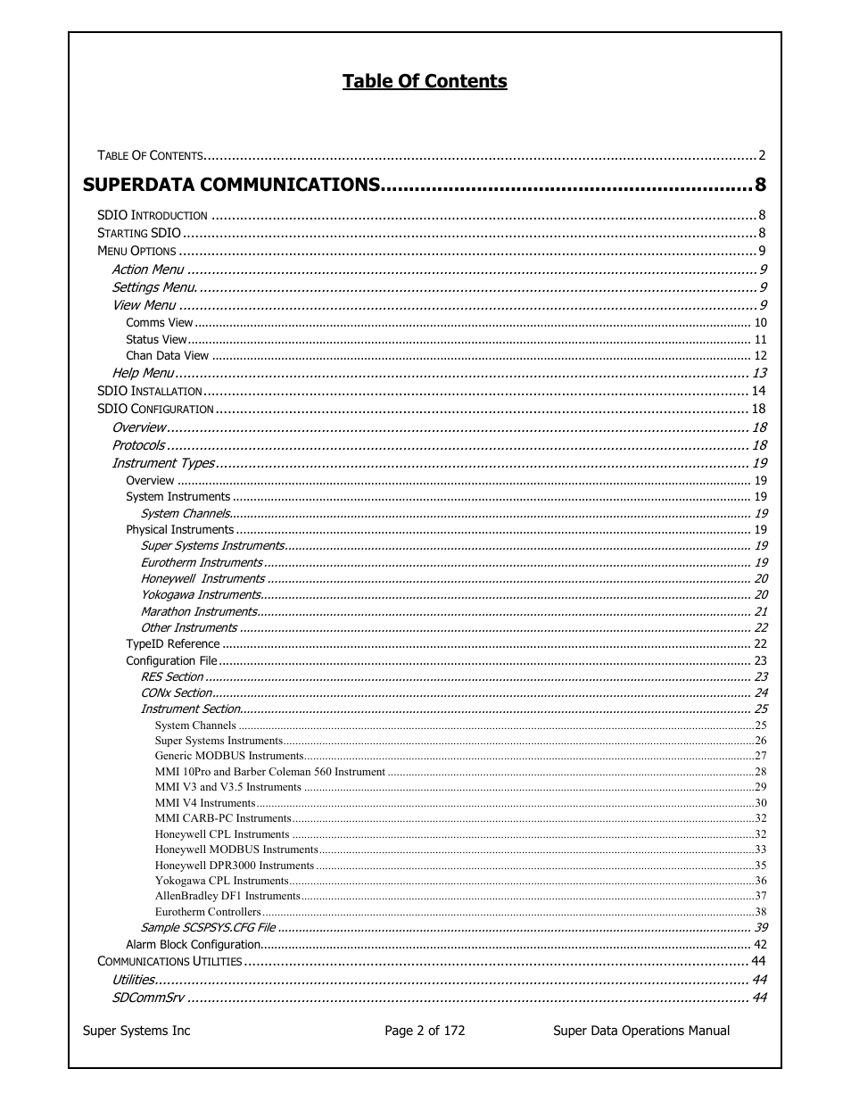 Super Systems SuperDATA User Manual | Page 2 / 172