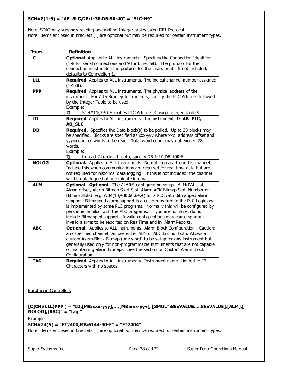 Super Systems SuperDATA User Manual | Page 38 / 172