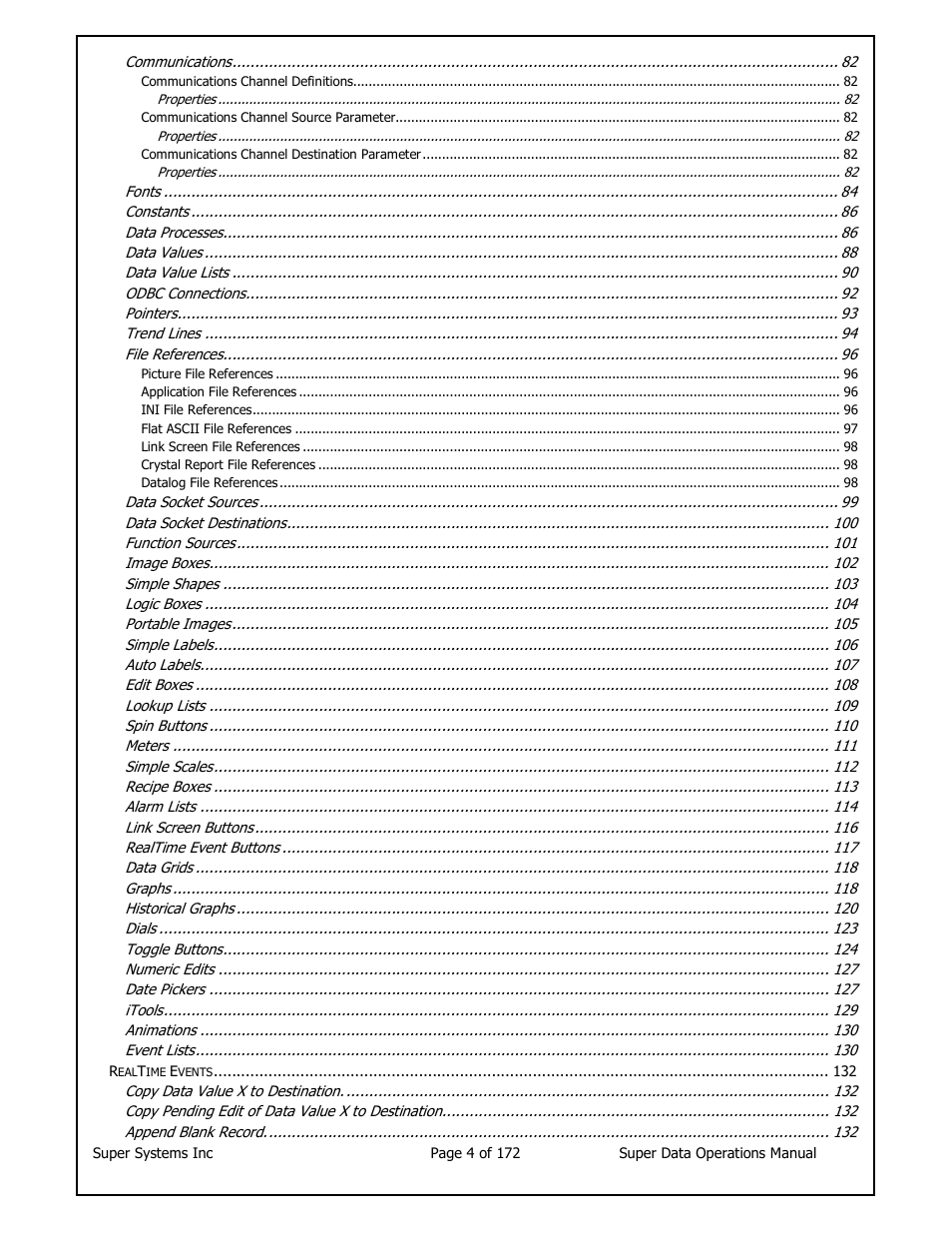 Super Systems SuperDATA User Manual | Page 4 / 172