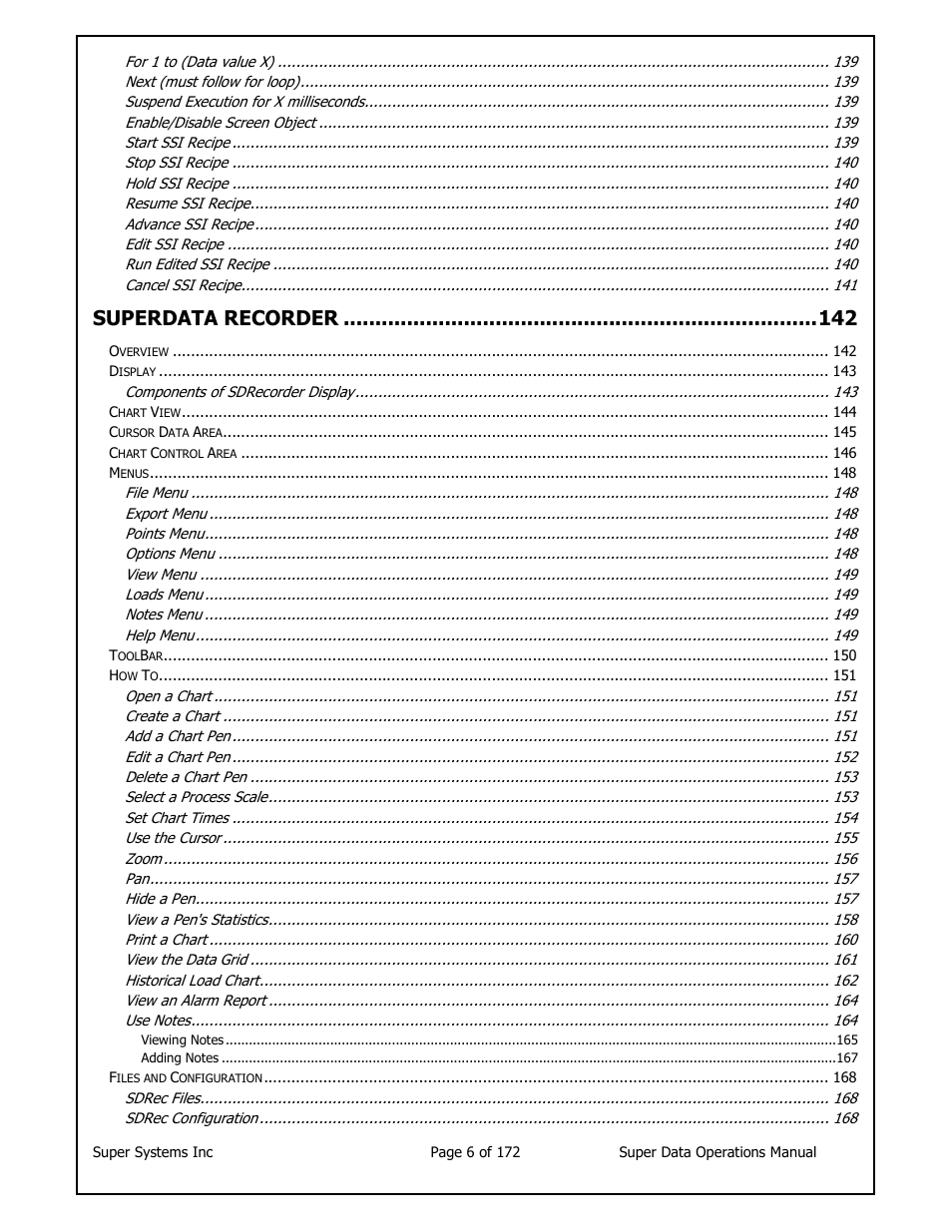 Superdata recorder | Super Systems SuperDATA User Manual | Page 6 / 172