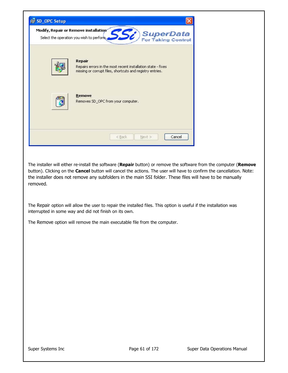 Super Systems SuperDATA User Manual | Page 61 / 172