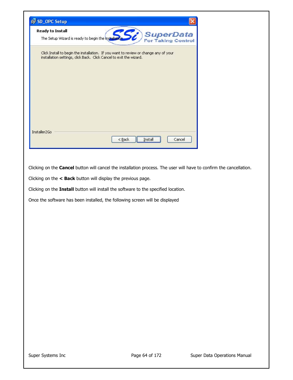 Super Systems SuperDATA User Manual | Page 64 / 172