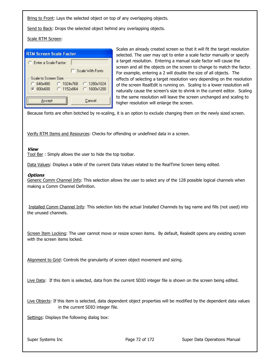 Super Systems SuperDATA User Manual | Page 72 / 172