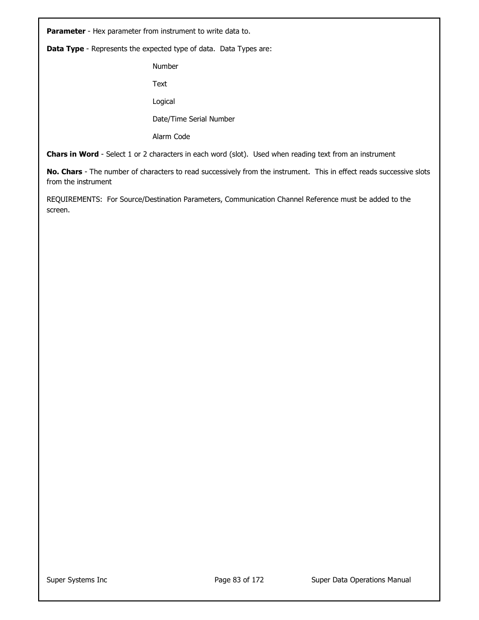 Super Systems SuperDATA User Manual | Page 83 / 172