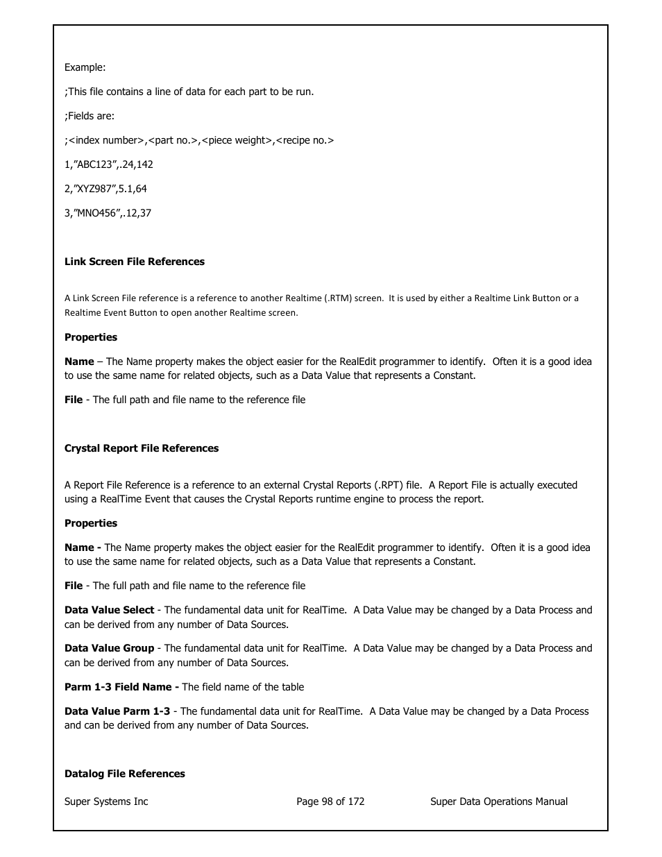 Super Systems SuperDATA User Manual | Page 98 / 172
