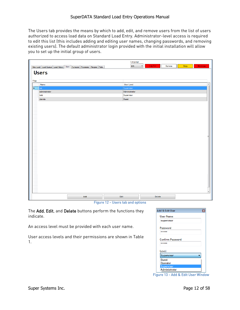Super Systems SuperDATA Load Entry User Manual | Page 12 / 58