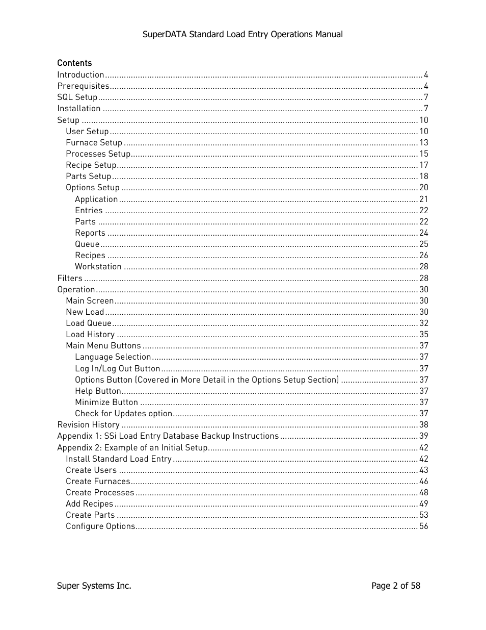 Super Systems SuperDATA Load Entry User Manual | Page 2 / 58