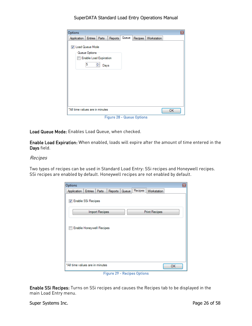 Recipes | Super Systems SuperDATA Load Entry User Manual | Page 26 / 58