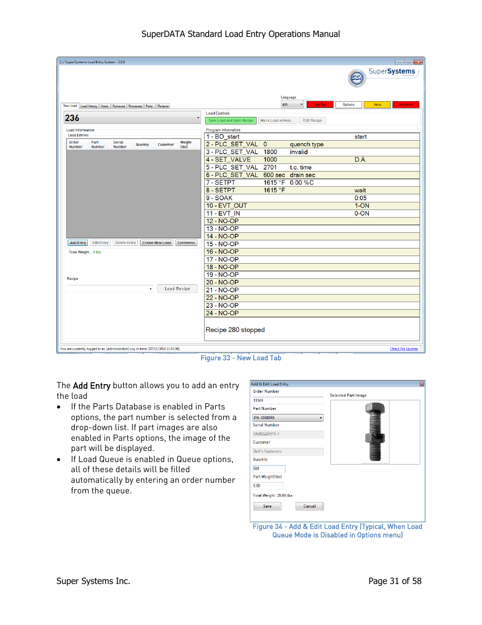 Super Systems SuperDATA Load Entry User Manual | Page 31 / 58