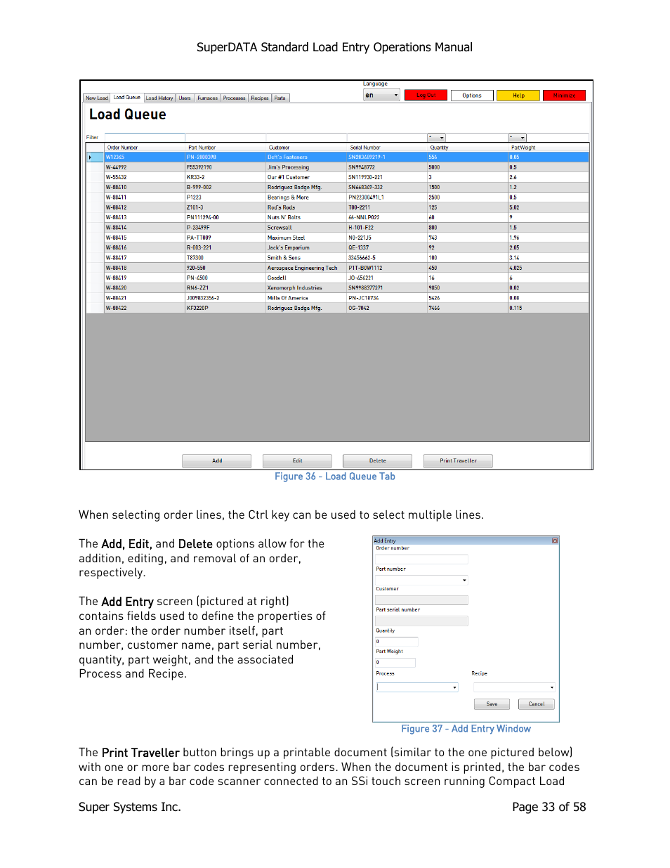 Super Systems SuperDATA Load Entry User Manual | Page 33 / 58