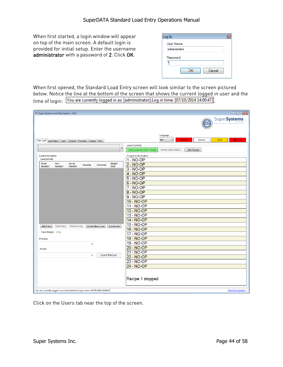 Super Systems SuperDATA Load Entry User Manual | Page 44 / 58