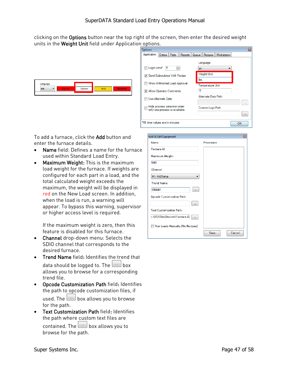 Super Systems SuperDATA Load Entry User Manual | Page 47 / 58