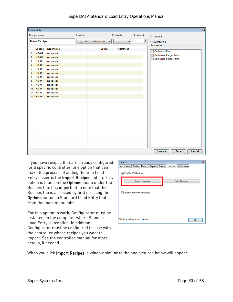 Super Systems SuperDATA Load Entry User Manual | Page 50 / 58