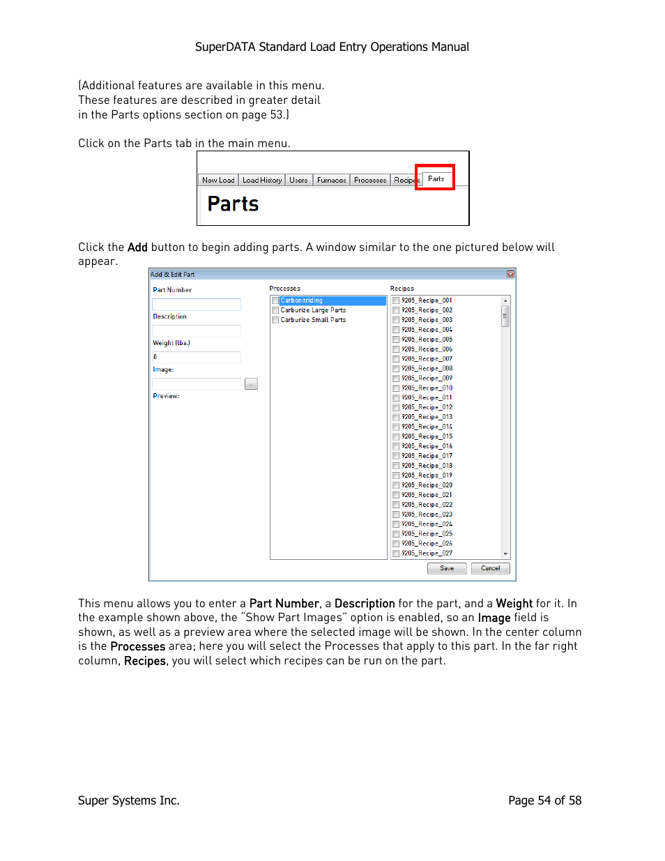 Super Systems SuperDATA Load Entry User Manual | Page 54 / 58