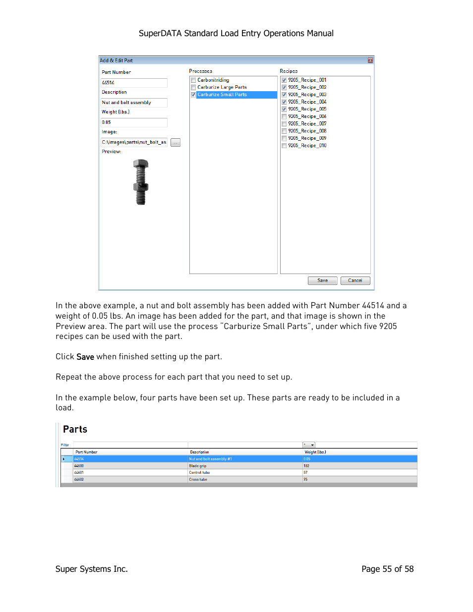 Super Systems SuperDATA Load Entry User Manual | Page 55 / 58