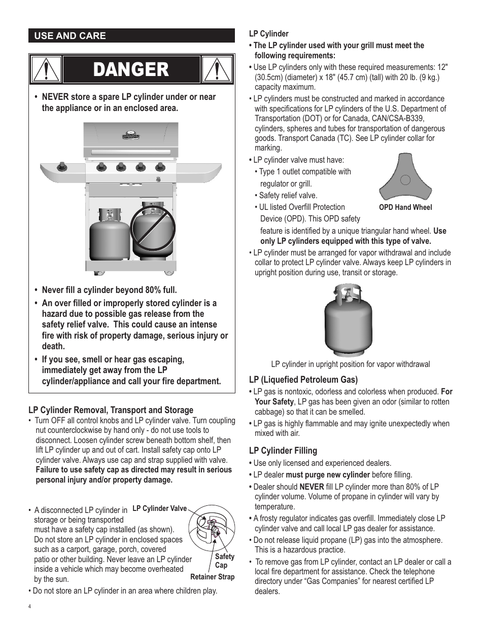 Danger | Char-Broil 466247310 User Manual | Page 4 / 32