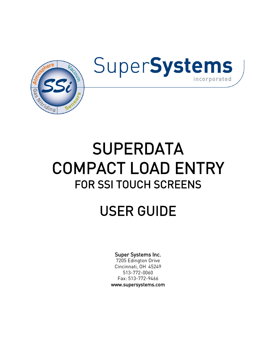 Super Systems SuperDATA Compact Load Entry User Manual | 12 pages