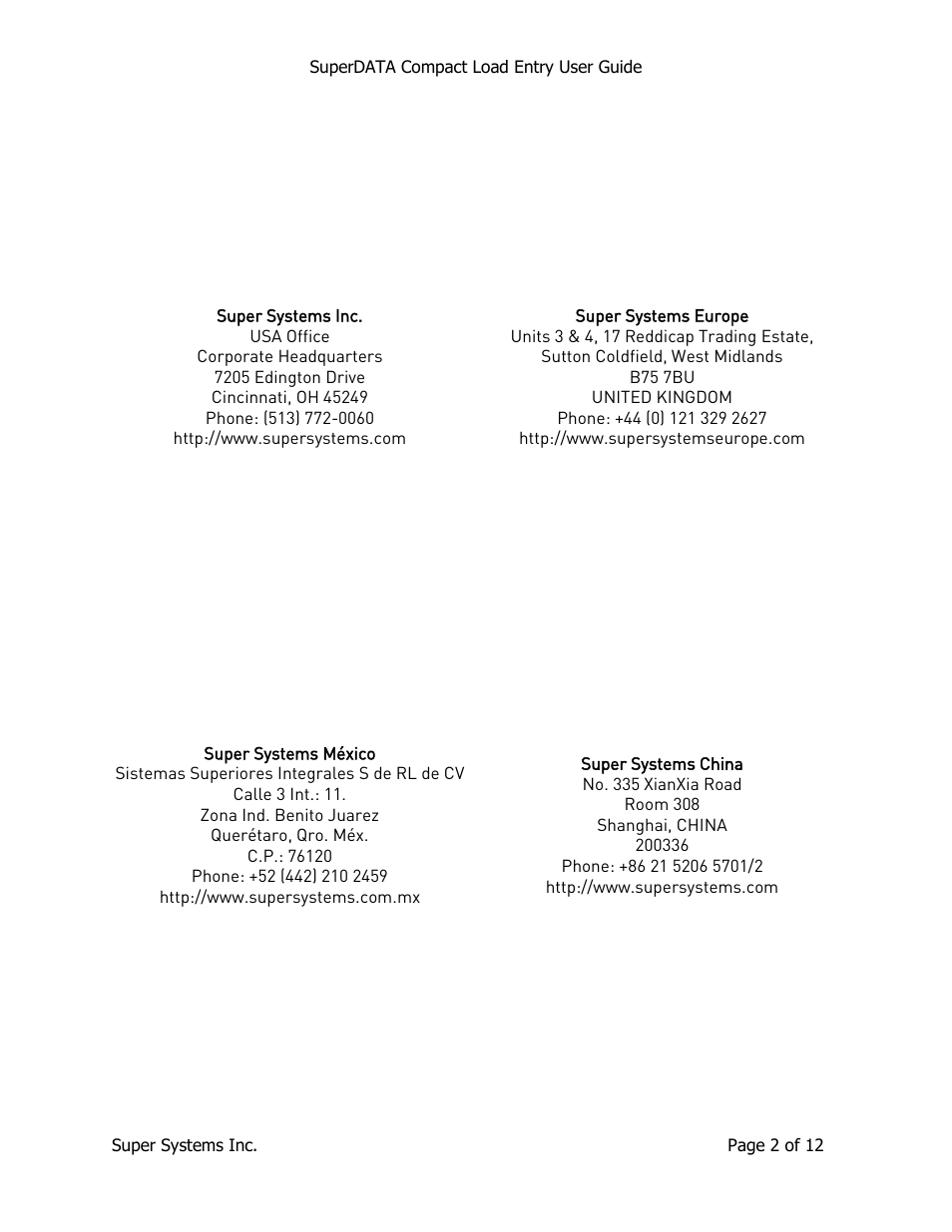 Super Systems SuperDATA Compact Load Entry User Manual | Page 2 / 12