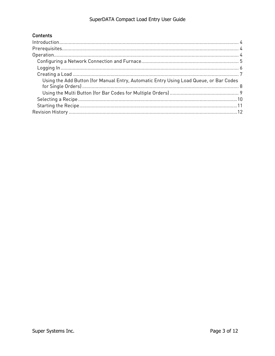 Super Systems SuperDATA Compact Load Entry User Manual | Page 3 / 12