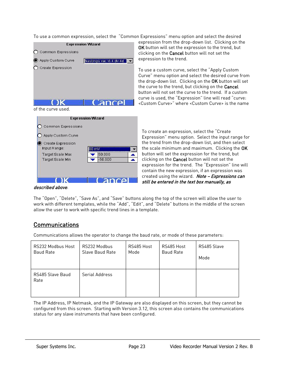 Communications | Super Systems Paperless VR User Manual | Page 24 / 77