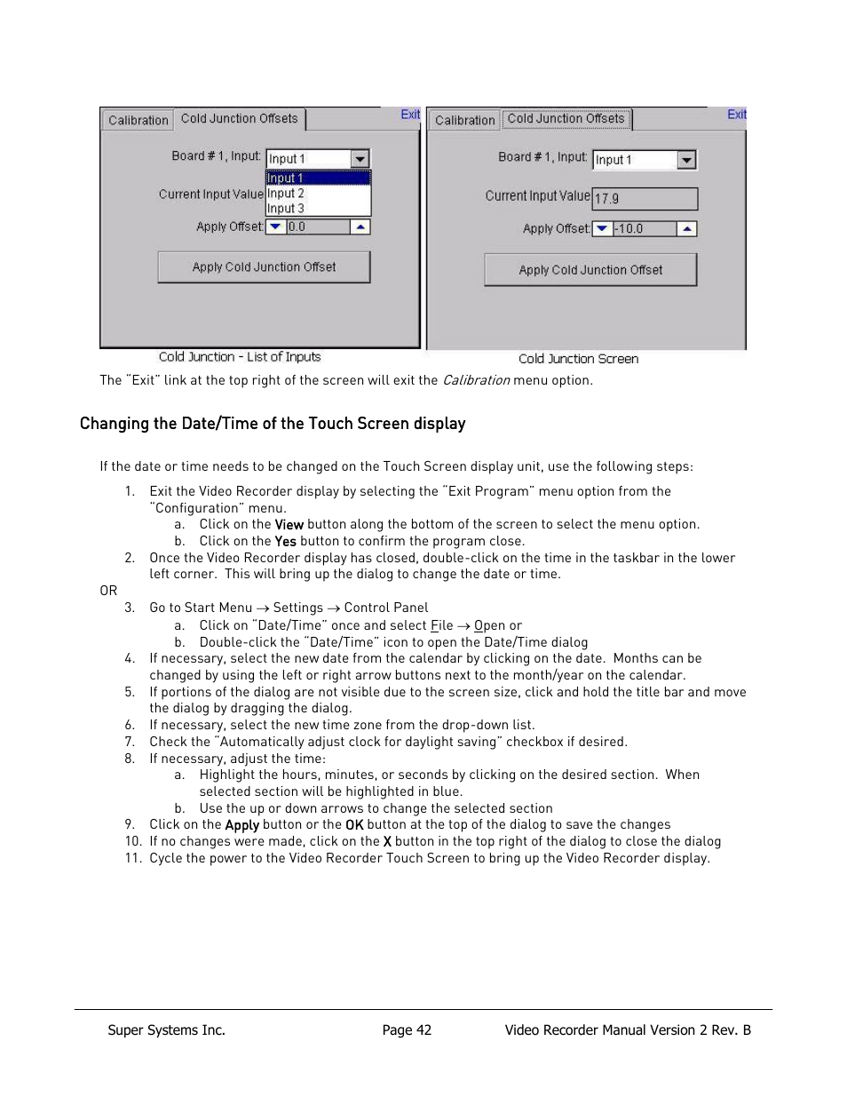 Changing the date/time of the touch screen display | Super Systems Paperless VR User Manual | Page 43 / 77