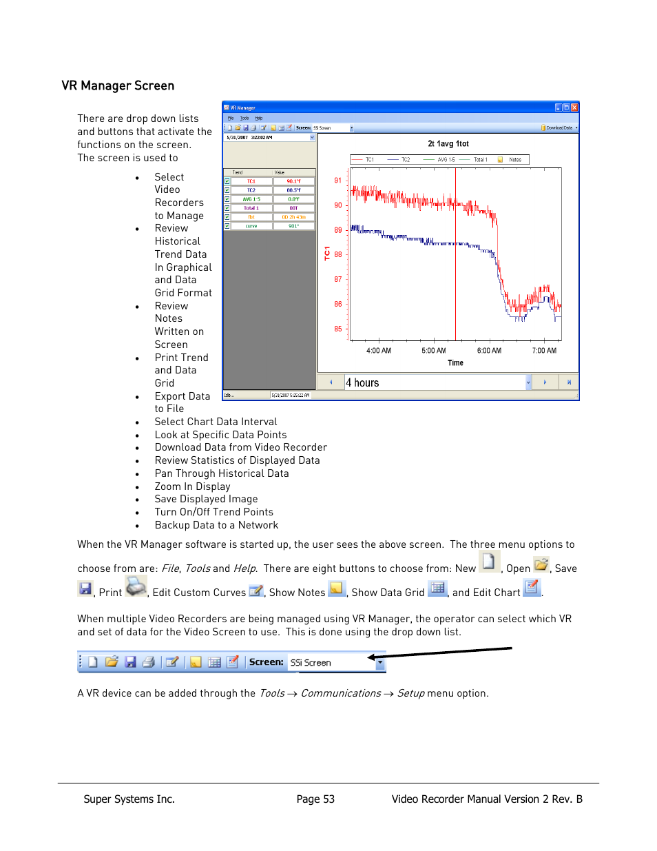 Vr manager screen | Super Systems Paperless VR User Manual | Page 54 / 77