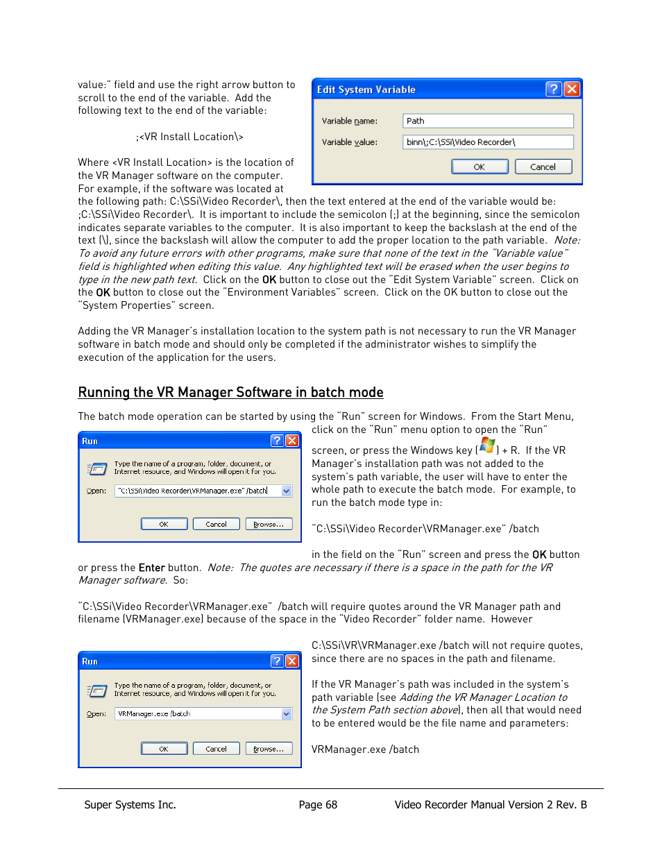 Running the vr manager software in batch mode | Super Systems Paperless VR User Manual | Page 69 / 77