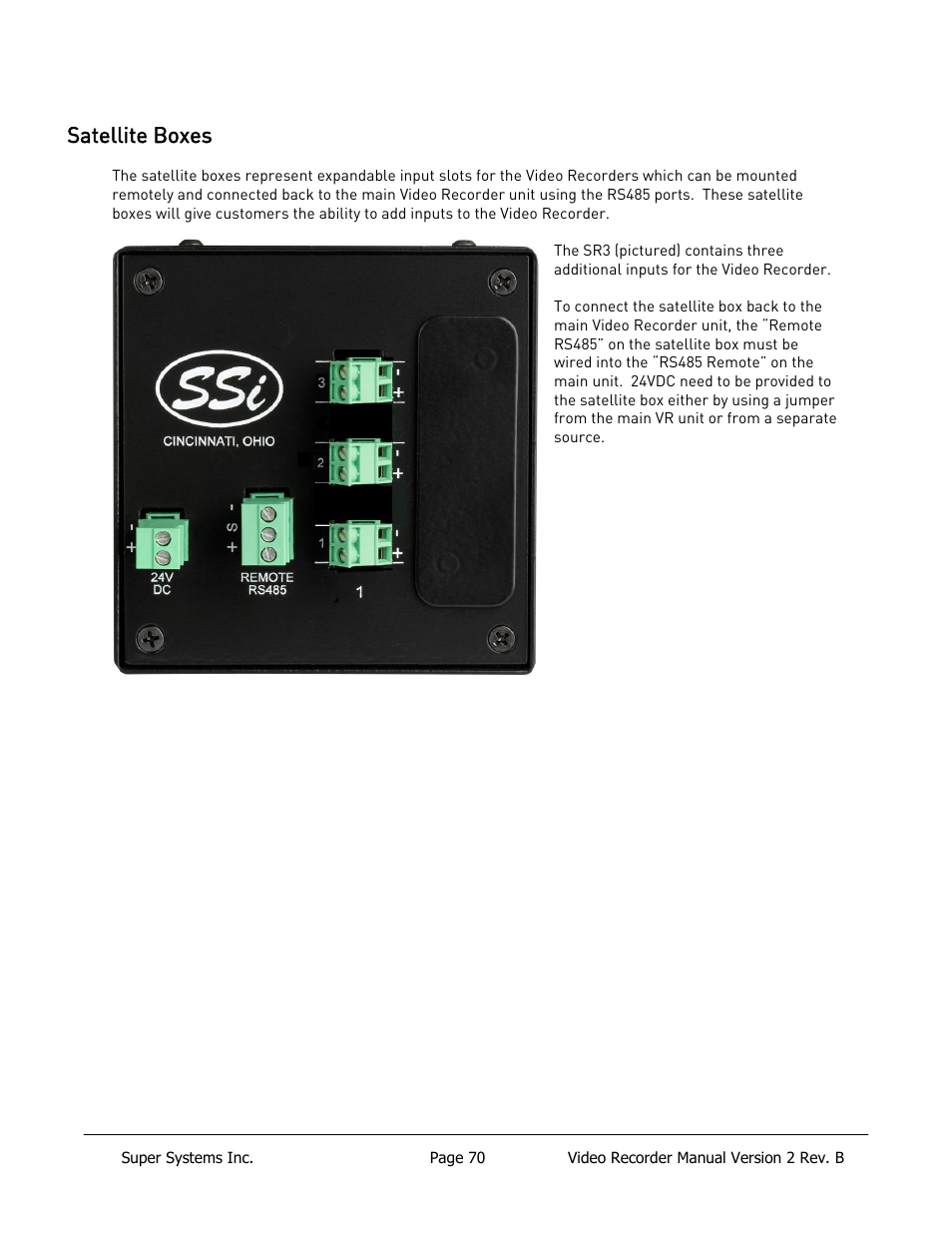 Satellite boxes – sr3, sr6, Satellite boxes | Super Systems Paperless VR User Manual | Page 71 / 77