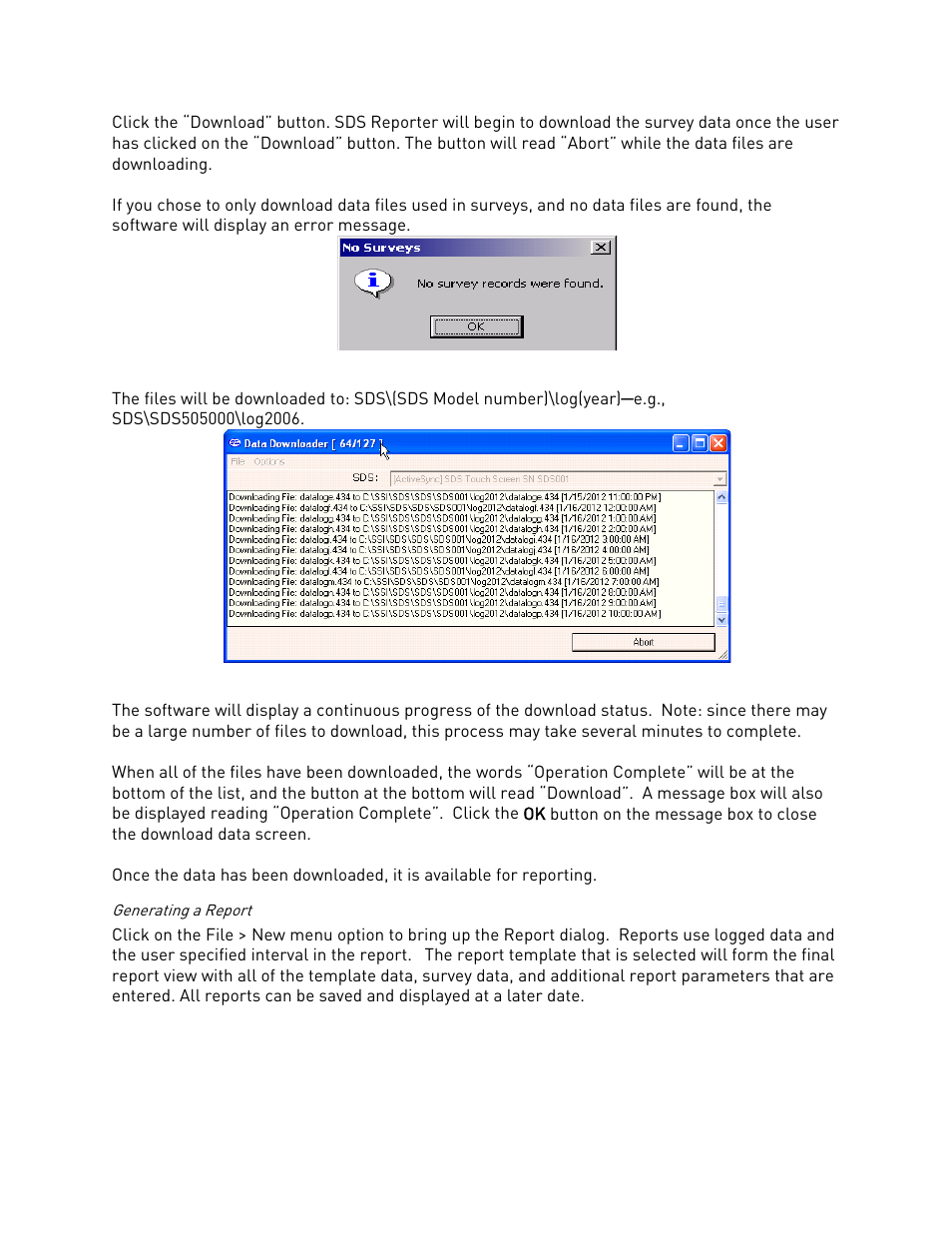 Generating a report | Super Systems SDS 8120 User Manual | Page 101 / 104