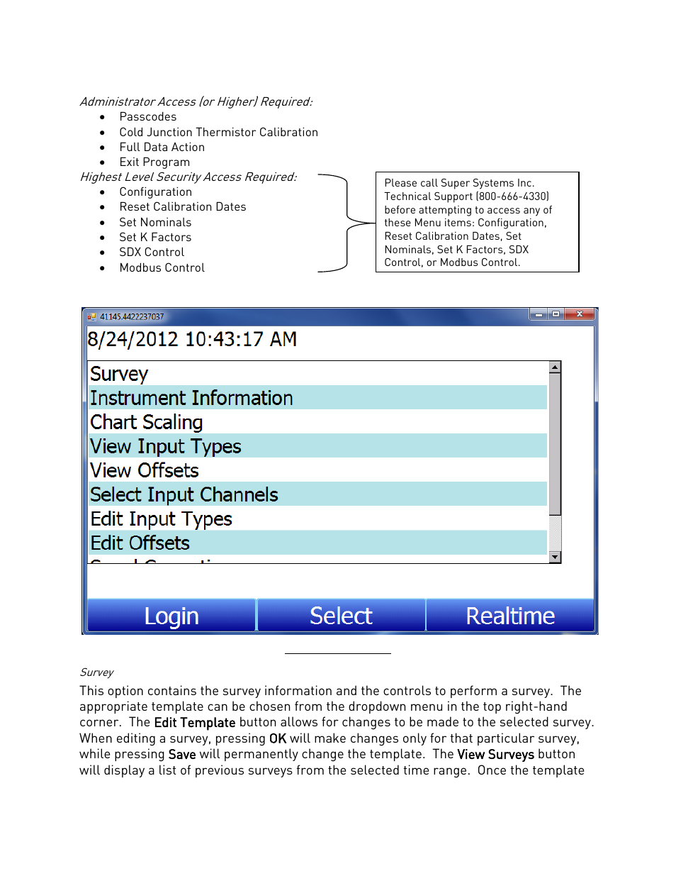 Survey | Super Systems SDS 8120 User Manual | Page 21 / 104